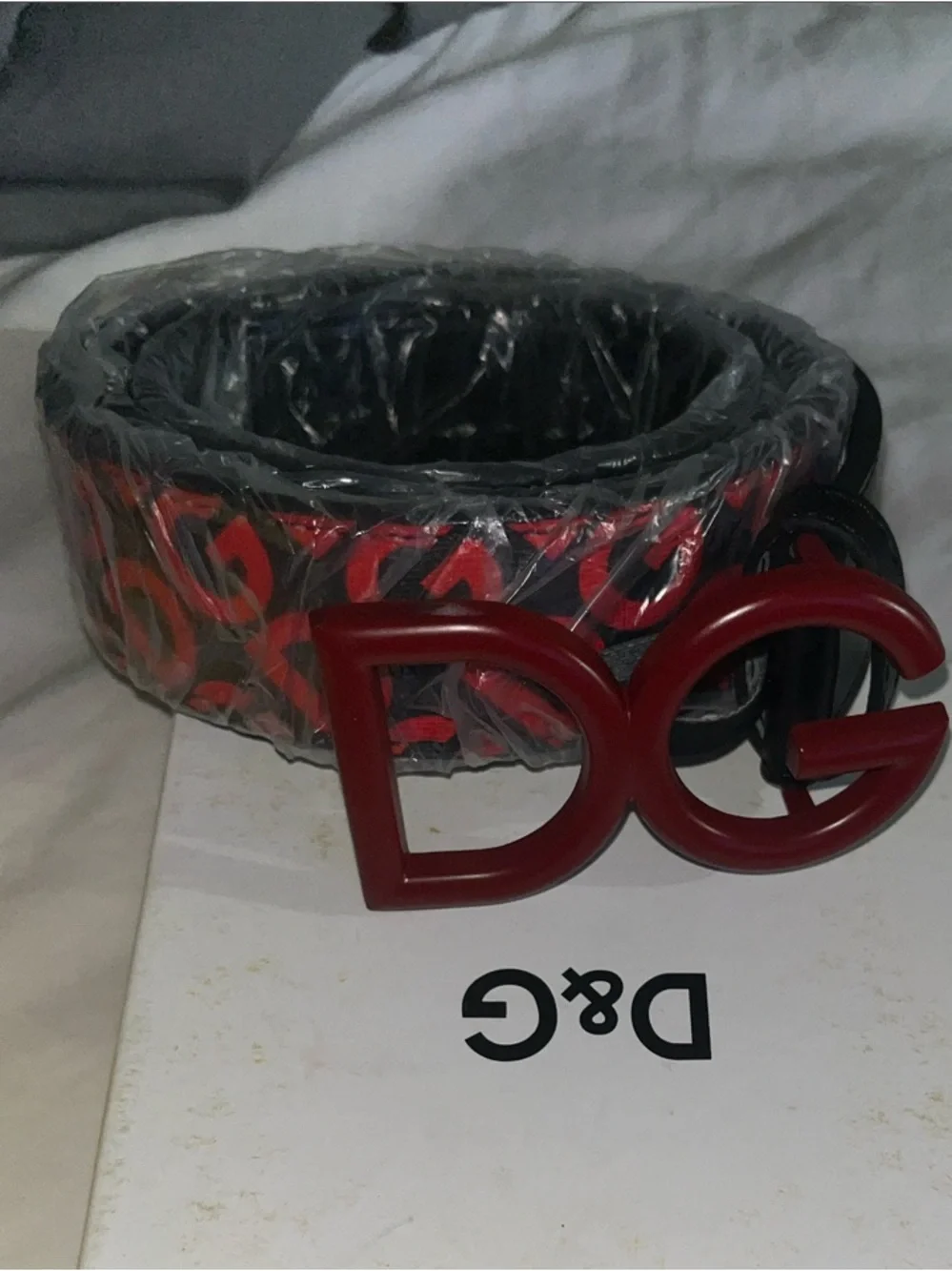 D&G Black Leather Belt with Embossed Size Detail